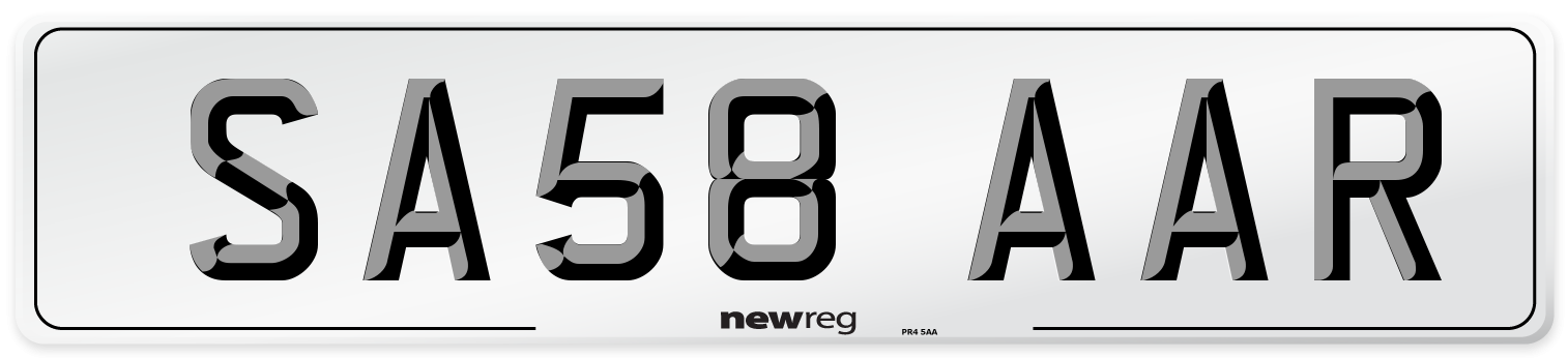SA58 AAR Number Plate from New Reg